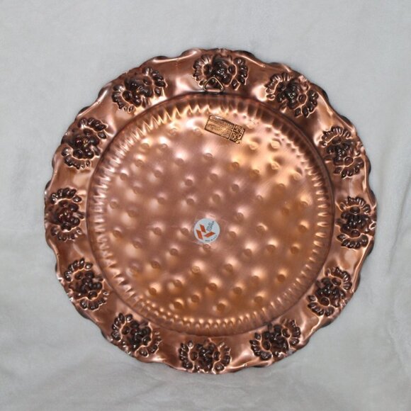 Gregorian solid copper plate hammered hanging Made in USA flowers pattern 13" - Picture 6 of 9